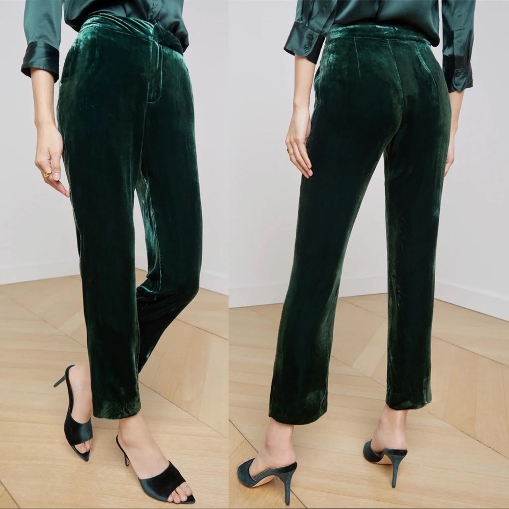 L'AGENCE sz2 Forest green velvet rebel trouser $575